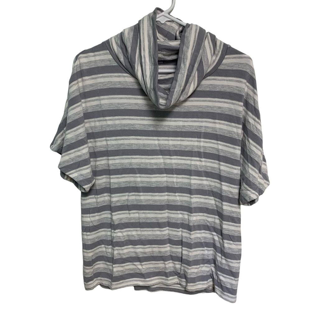 Workshop Republic Clothing Women’s Gray White Striped Cowl Neck Short Sleeve XS